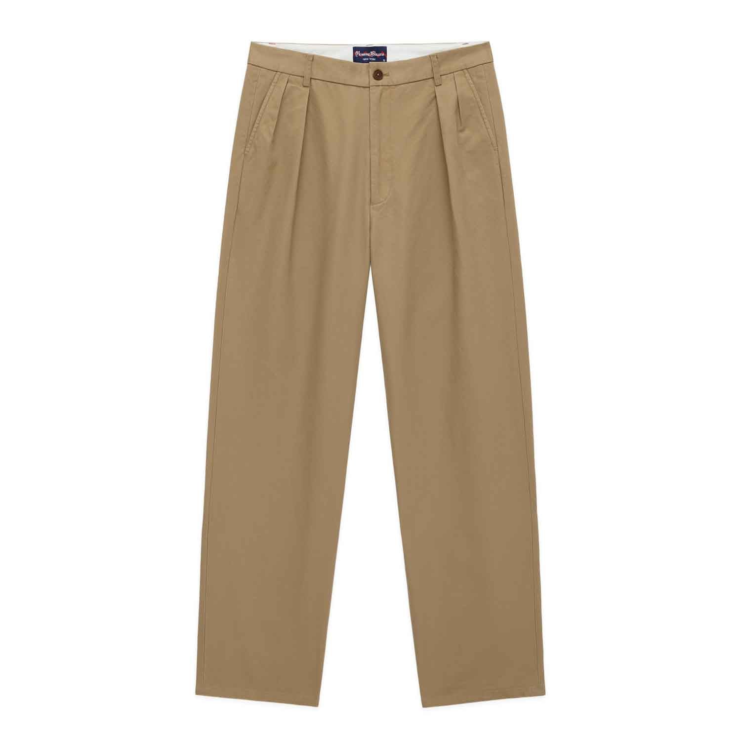 Men's Cotton Twill Pleated Relaxed Pant Khaki