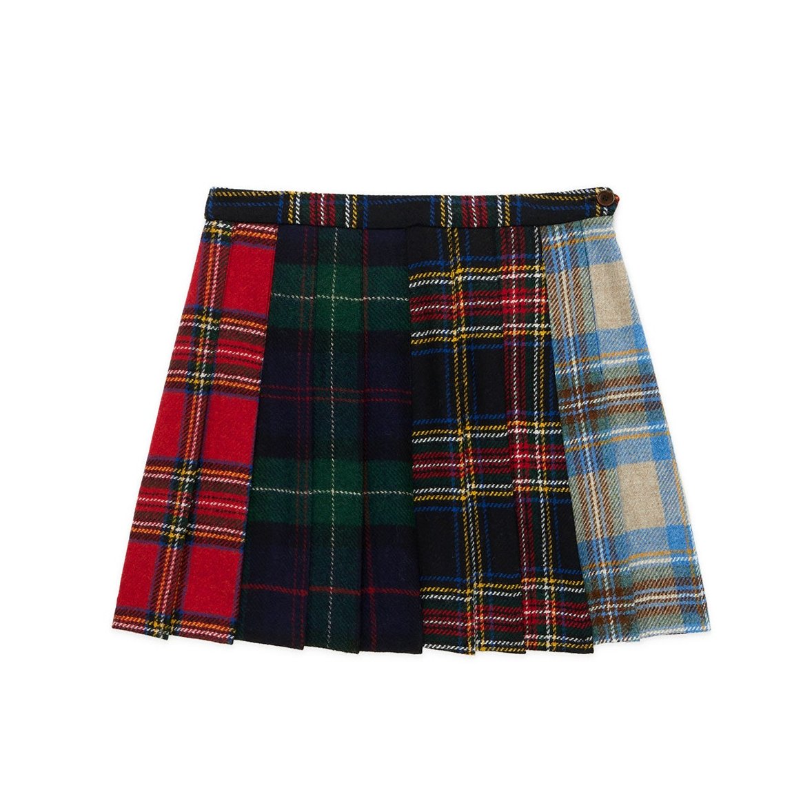 Women's Wool Cocktail Pleated Mini Skirt Holiday Tartan – Rowing