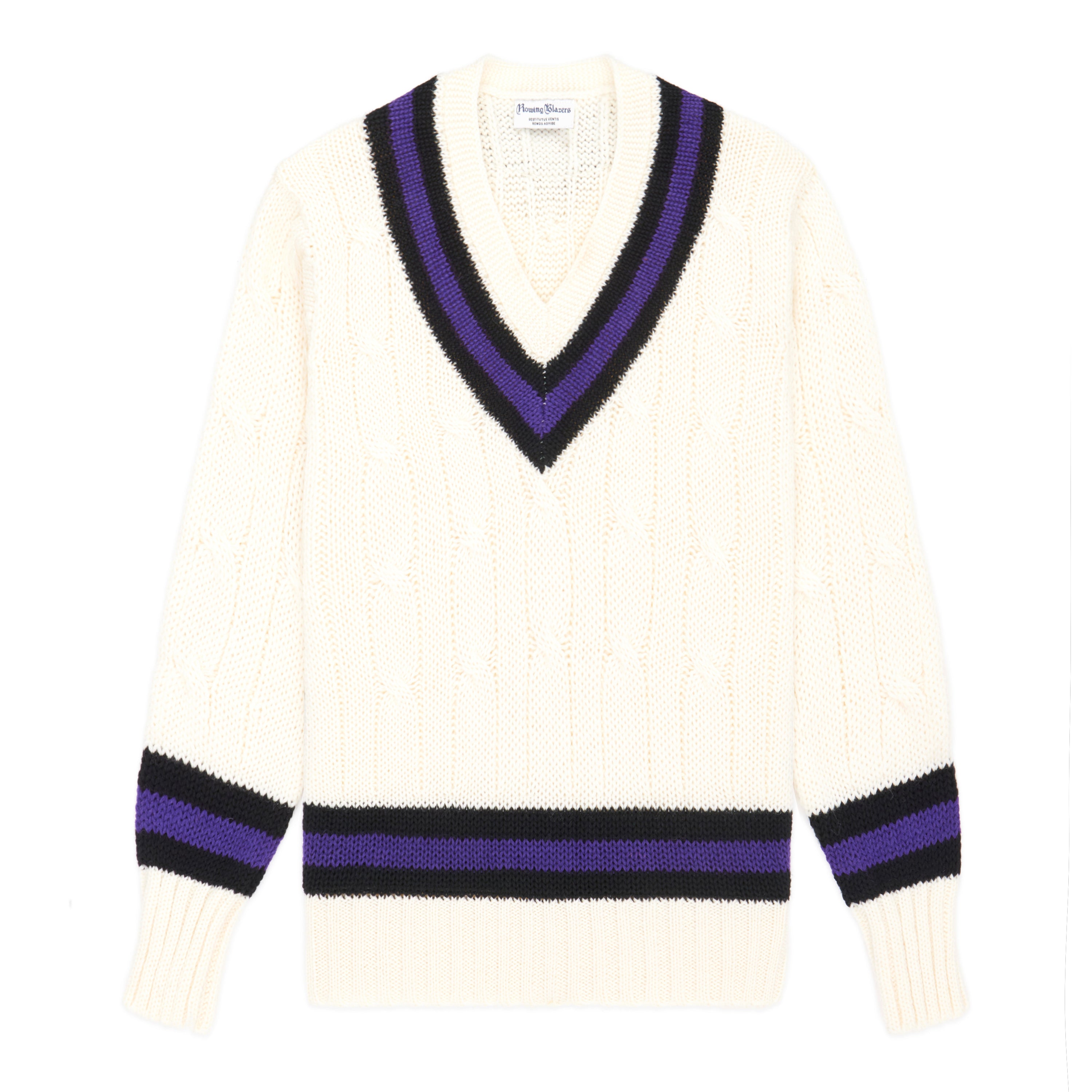 Triple-Stripe Cable-Knit Cricket Sweater