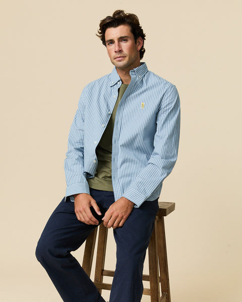 Men's Classic Stripe Pooh Shirt Blue White Stripe – Rowing Blazers