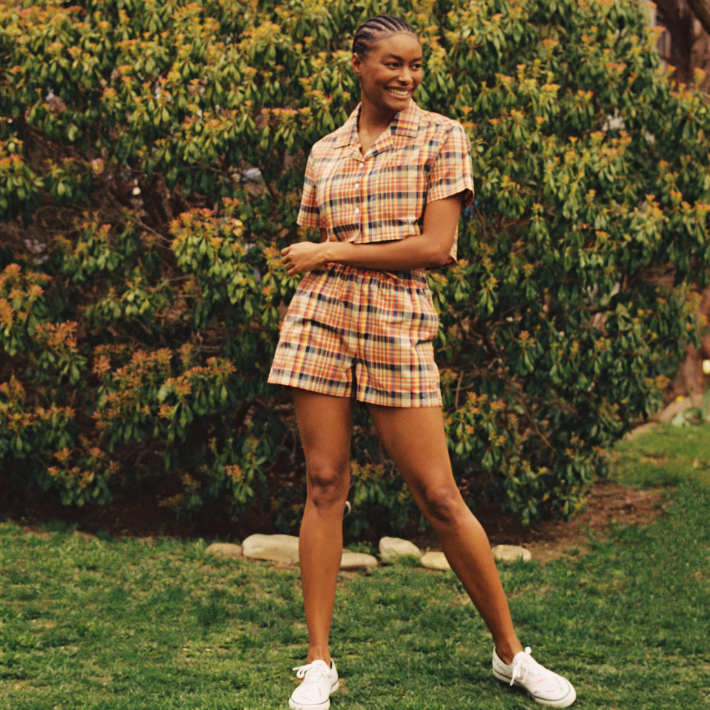 Women's online madras shorts