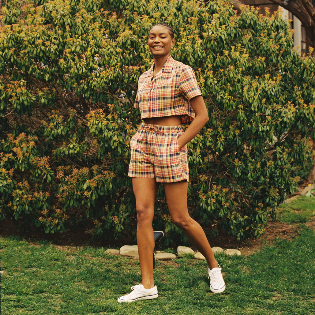 Womens shop madras shorts