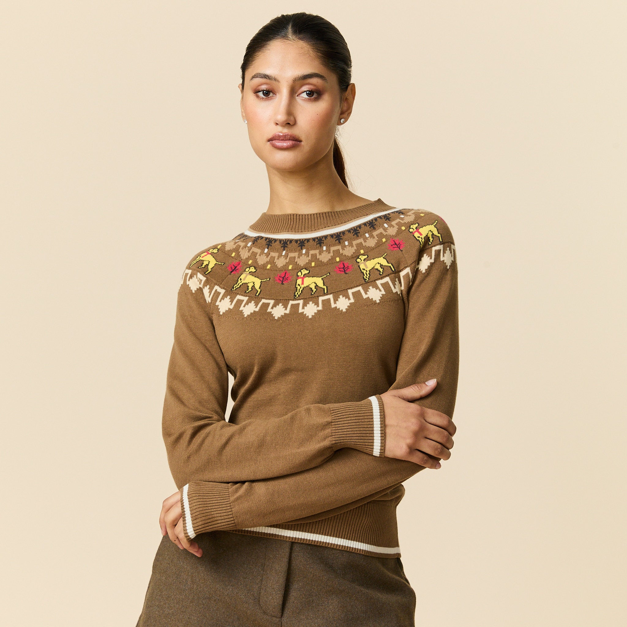 Traditional Rowing Sweaters Cotton Thanksgiving Fairisle Sweater Brown – Rowing Blazers