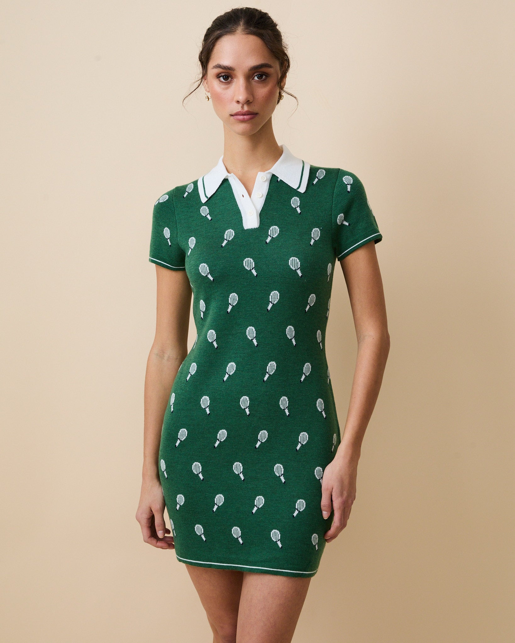 Women's Sweater Polo Dress Green