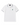 A white short-sleeve polo shirt with dark navy blue piping on the collar and sleeve cuffs, featuring a small embroidered green and white cartoon character on the left chest.