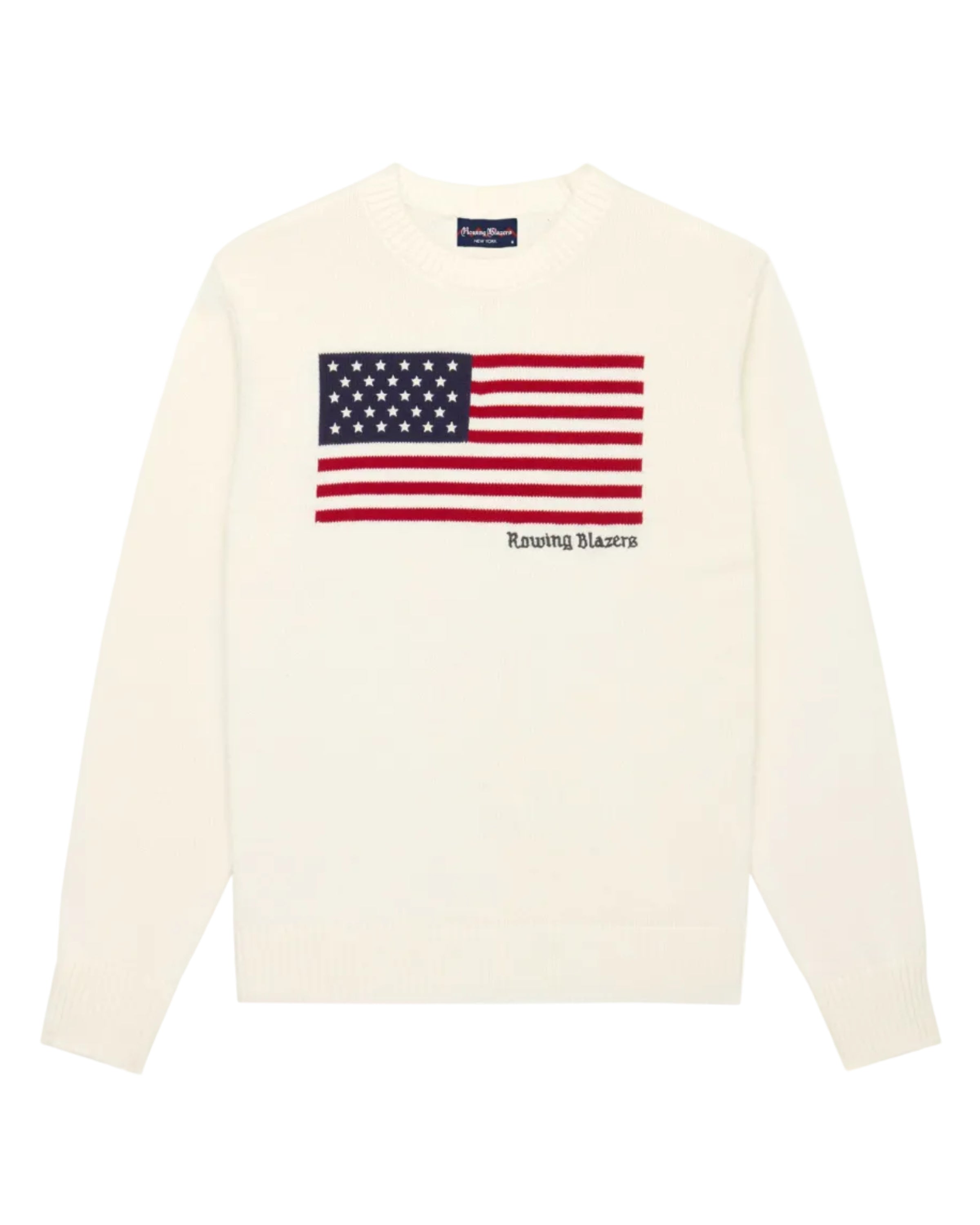 Traditional Rowing Sweaters Men's Cotton Flag Sweater White – Rowing Blazers