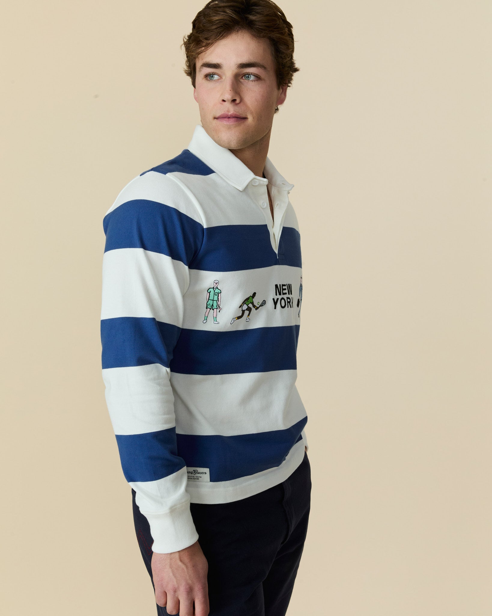 Rowing Rugby Top Cotton New York Rugby Blue White Stripe – Rowing Blazers