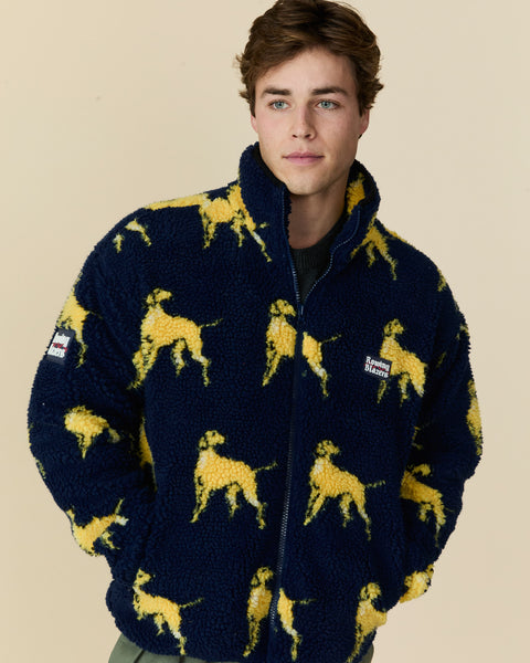 Men's Golden Retriever Sherpa Zip Jacket Navy – Rowing Blazers