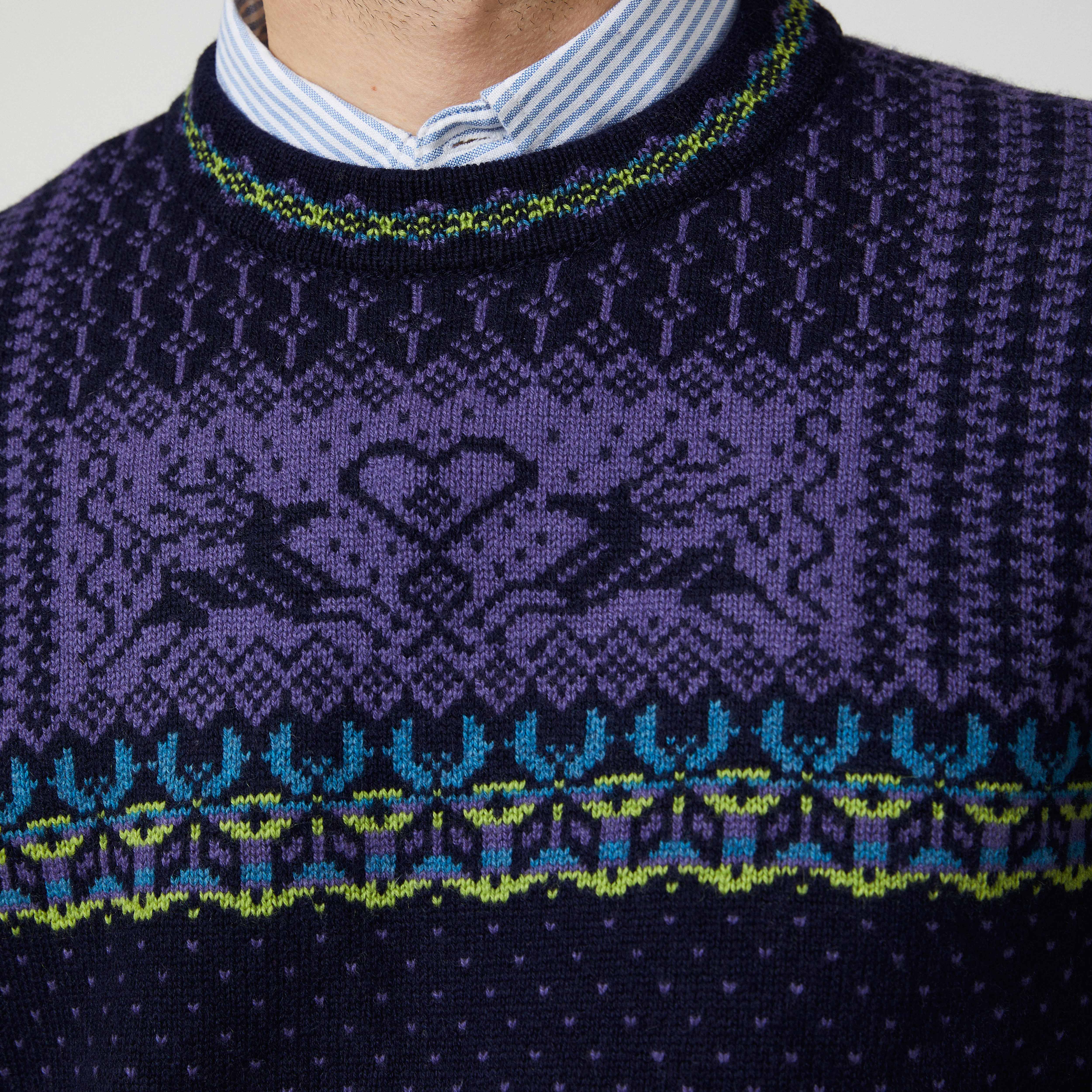 Traditional Rowing Sweaters Cashmere Nordic Fairisle Sweater Navy – Rowing Blazers