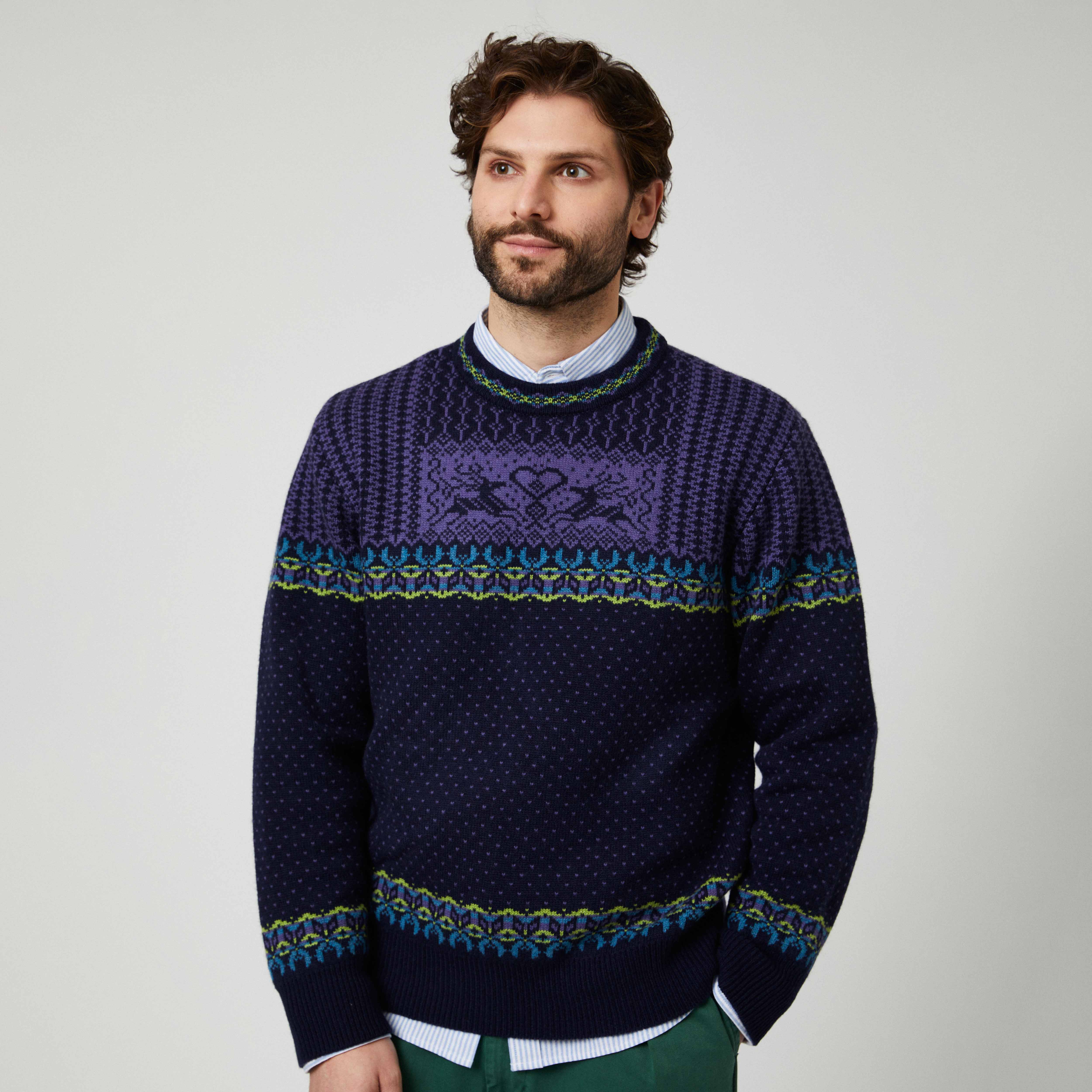 Traditional Rowing Sweaters Cashmere Nordic Fairisle Sweater Navy – Rowing Blazers
