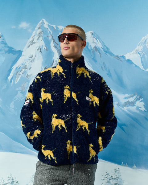 Men's Golden Retriever Sherpa Zip Jacket Navy – Rowing Blazers