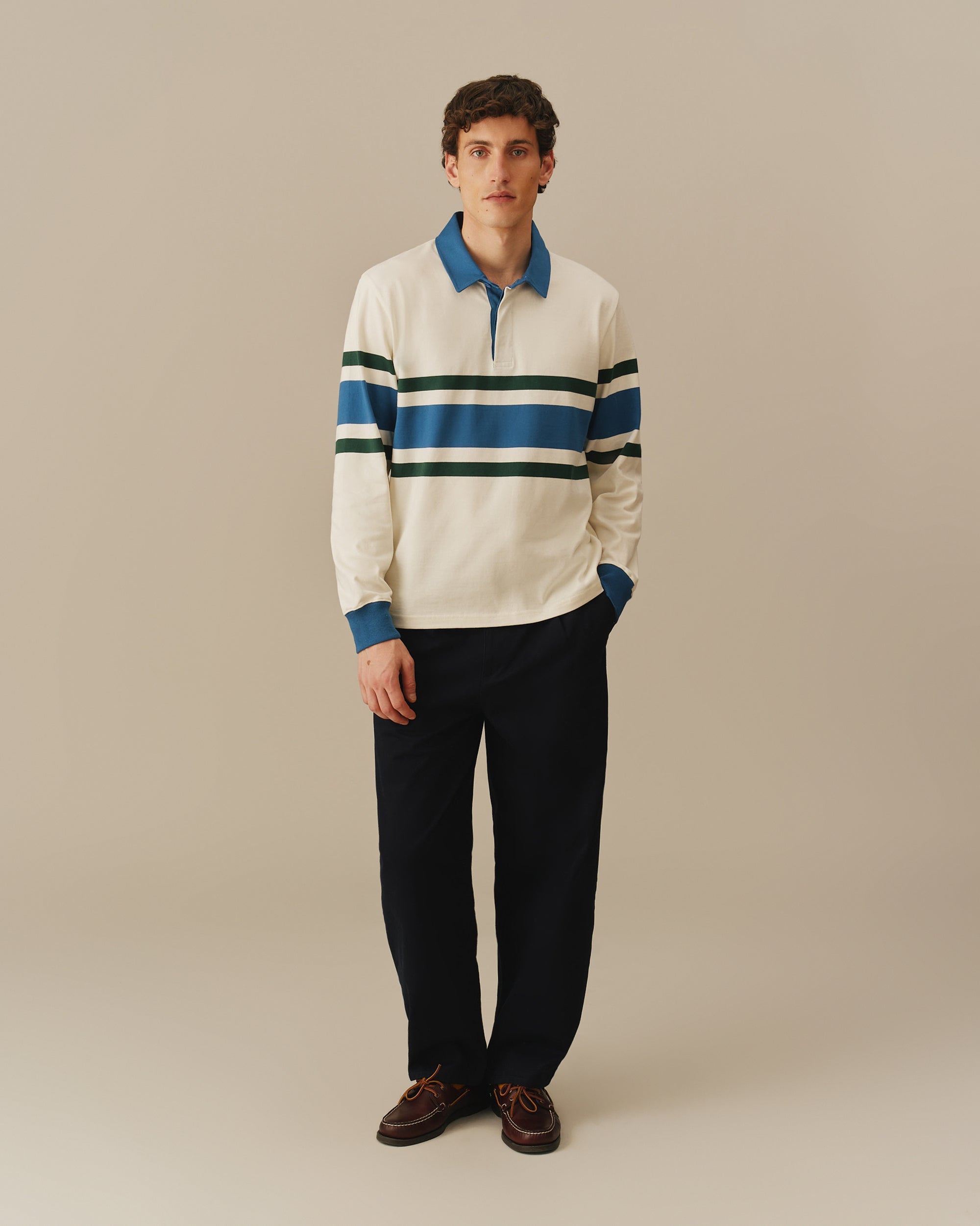 Rowing Rugby Top Cotton Center Stripe Rugby White – Rowing Blazers