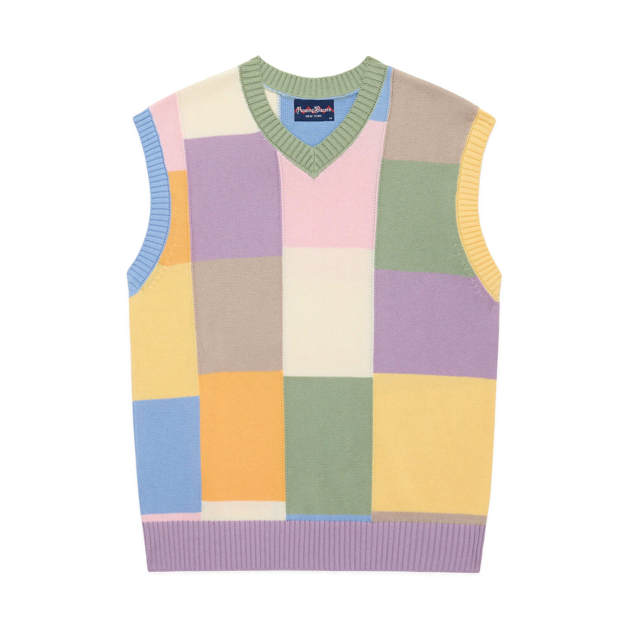 Men's Patchwork Sweater Vest Pastel Patchwork Multi – Rowing Blazers