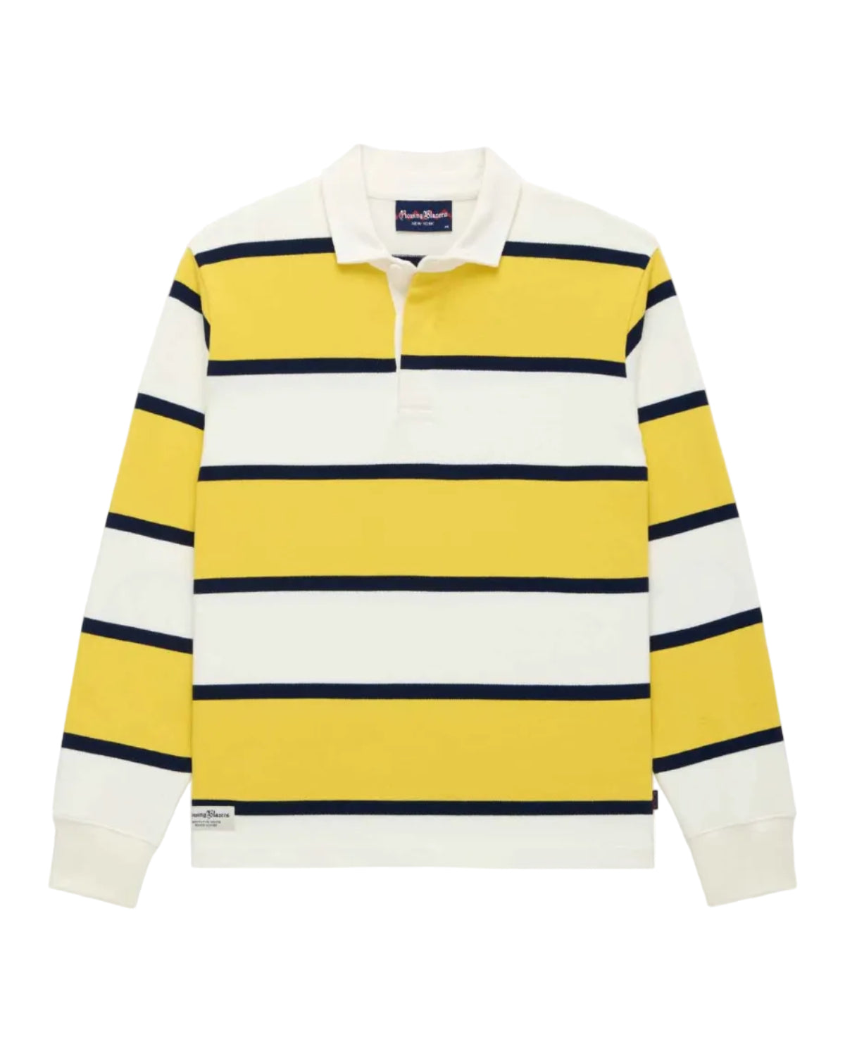 Men's Cotton Tide Stripe Elbow Patch Rugby Yellow Stripe