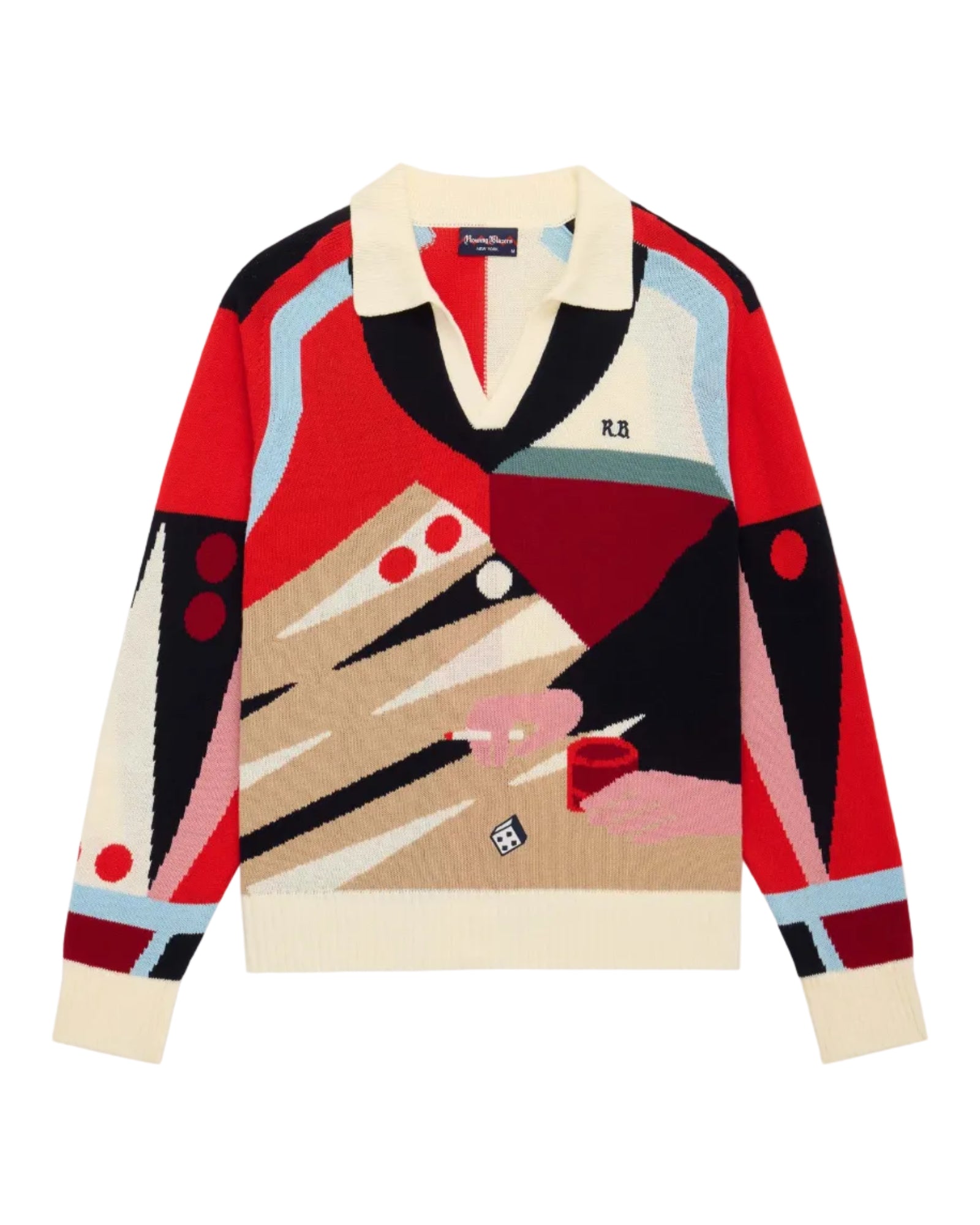 Backgammon Sweater Red Brown Multicolor
