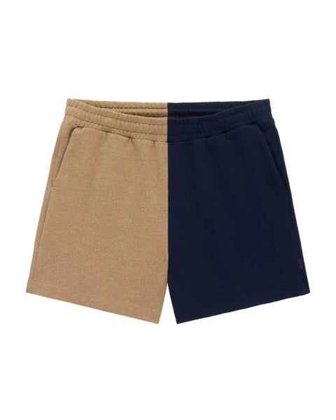 Men's Cotton Color Block Rugby Pull On Short Navy Khaki – Rowing