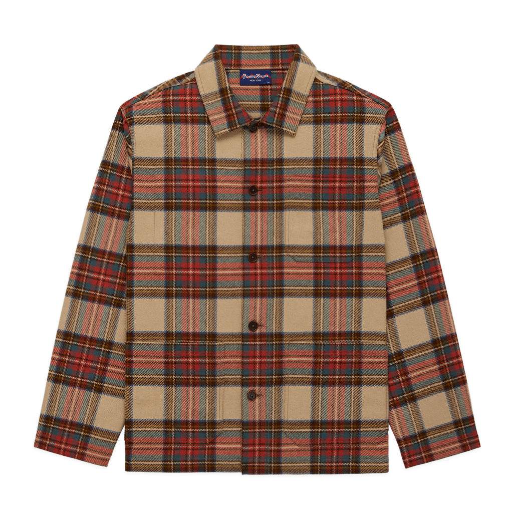 Men's Wool Stewart Tartan Chore Jacket Neutral Plaid – Rowing Blazers