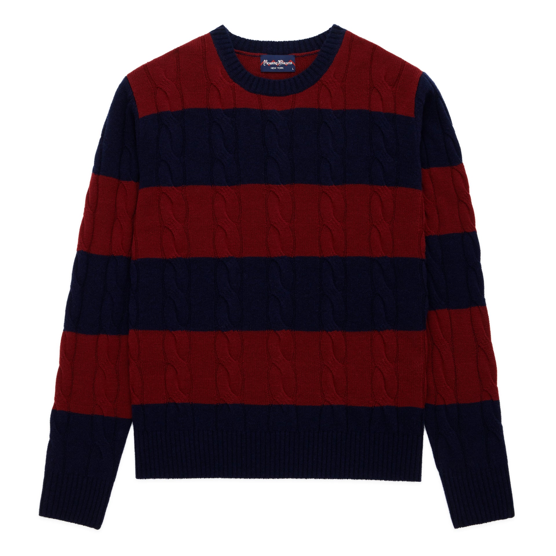 Men's Cashmere Block Stripe Sweater Navy/Burgundy – Rowing Blazers