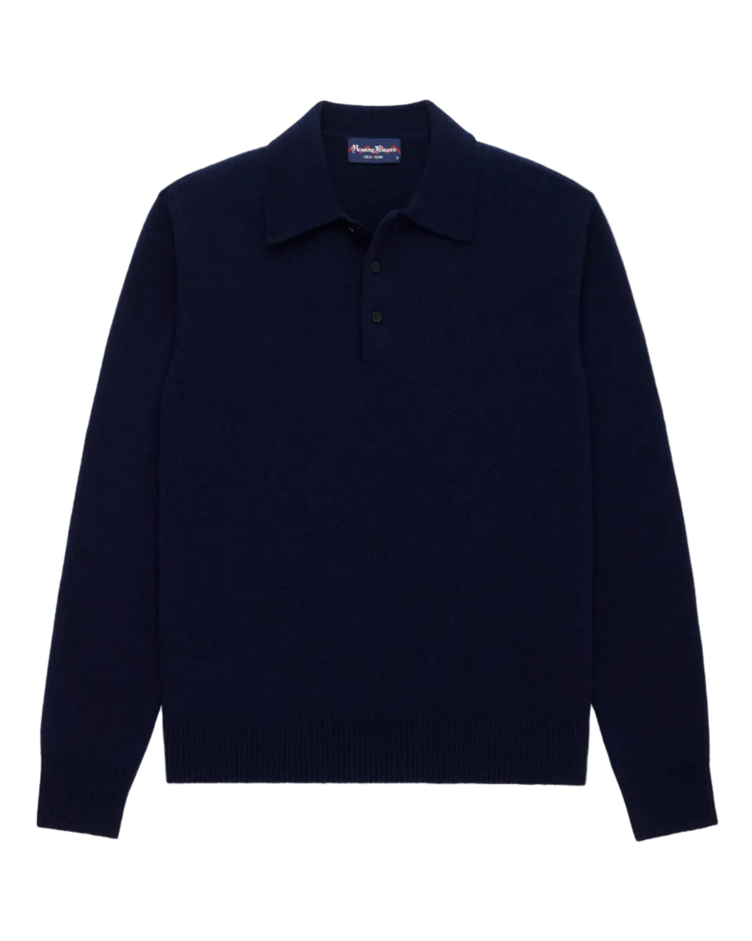 Cashmere Long Sleeve Sweater Polo Navy