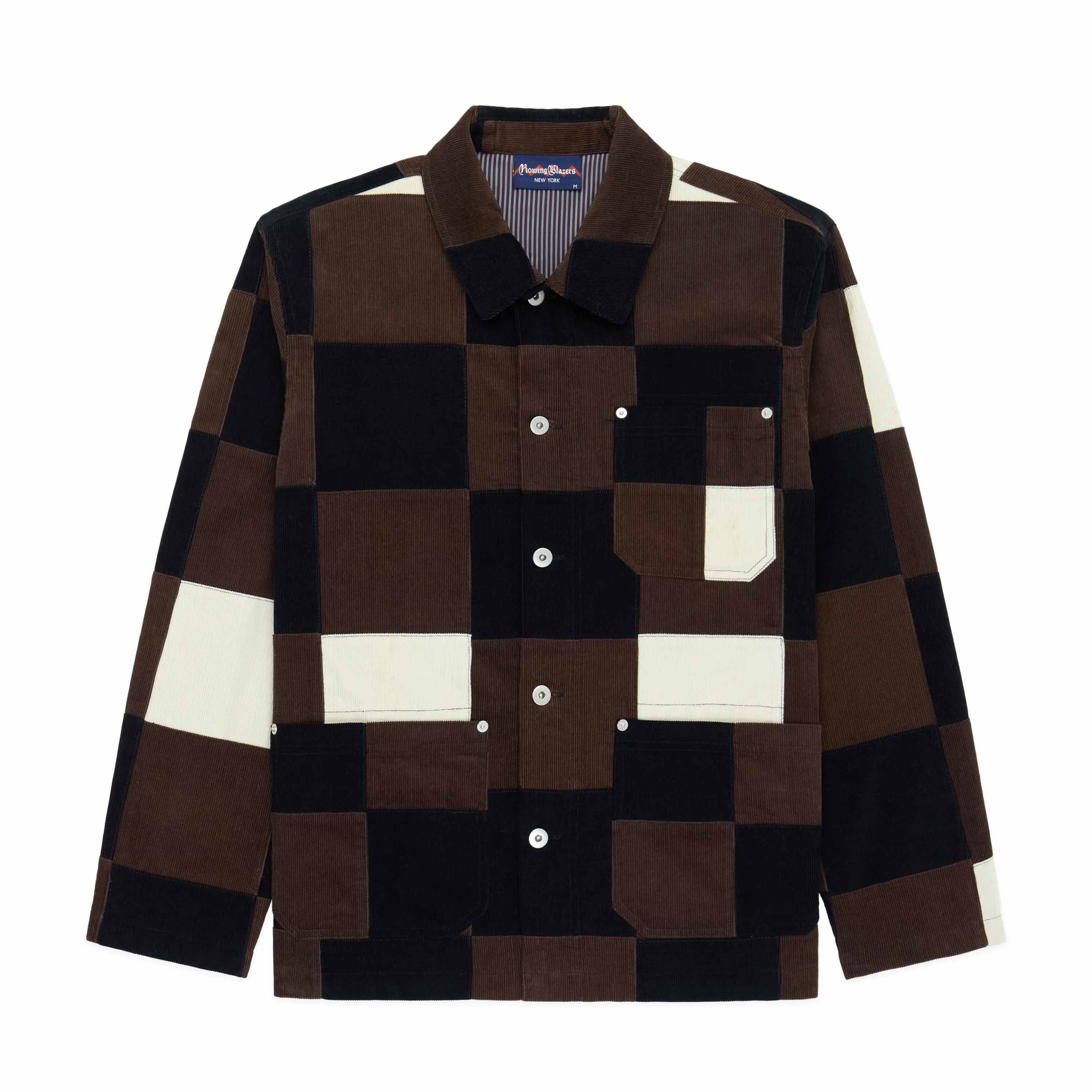 Men's Patchwork Corduroy Chore Jacket Brown Patchwork