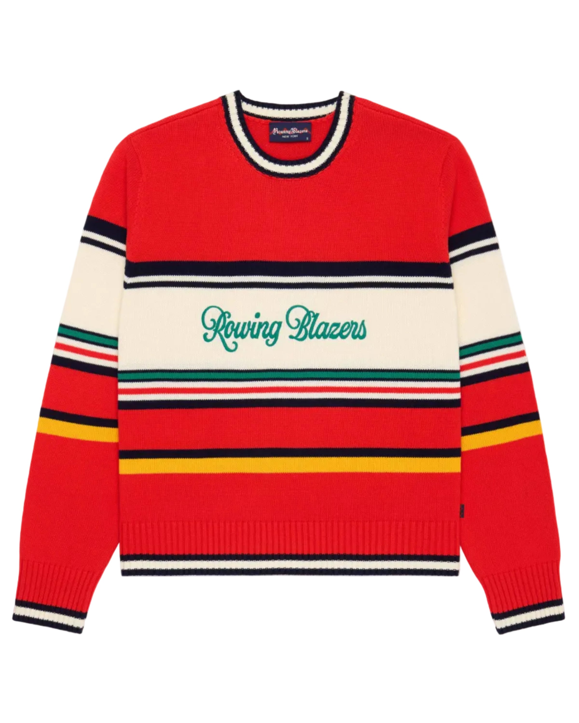 Autumn Striped Cotton Sweater Red