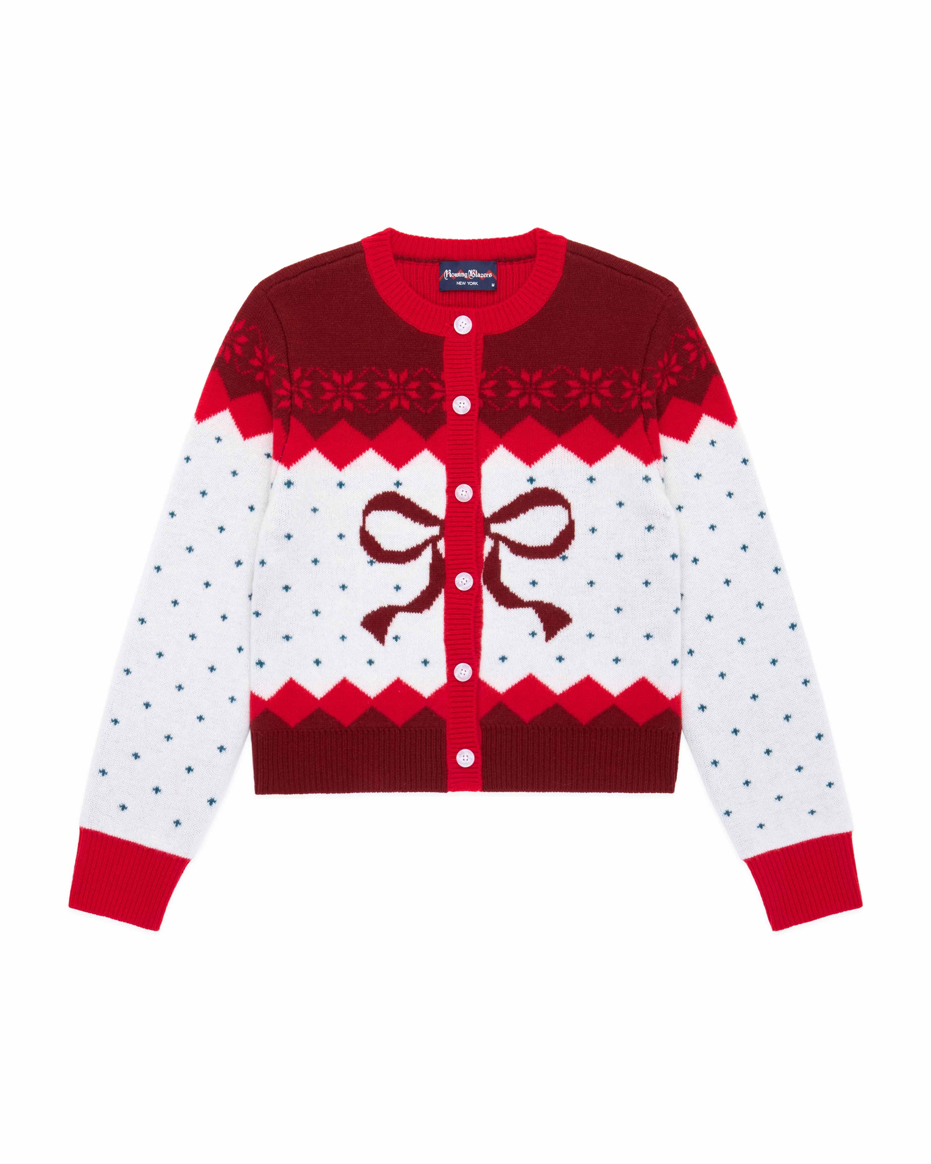 Cashmere Holiday Fairisle Cardigan Red