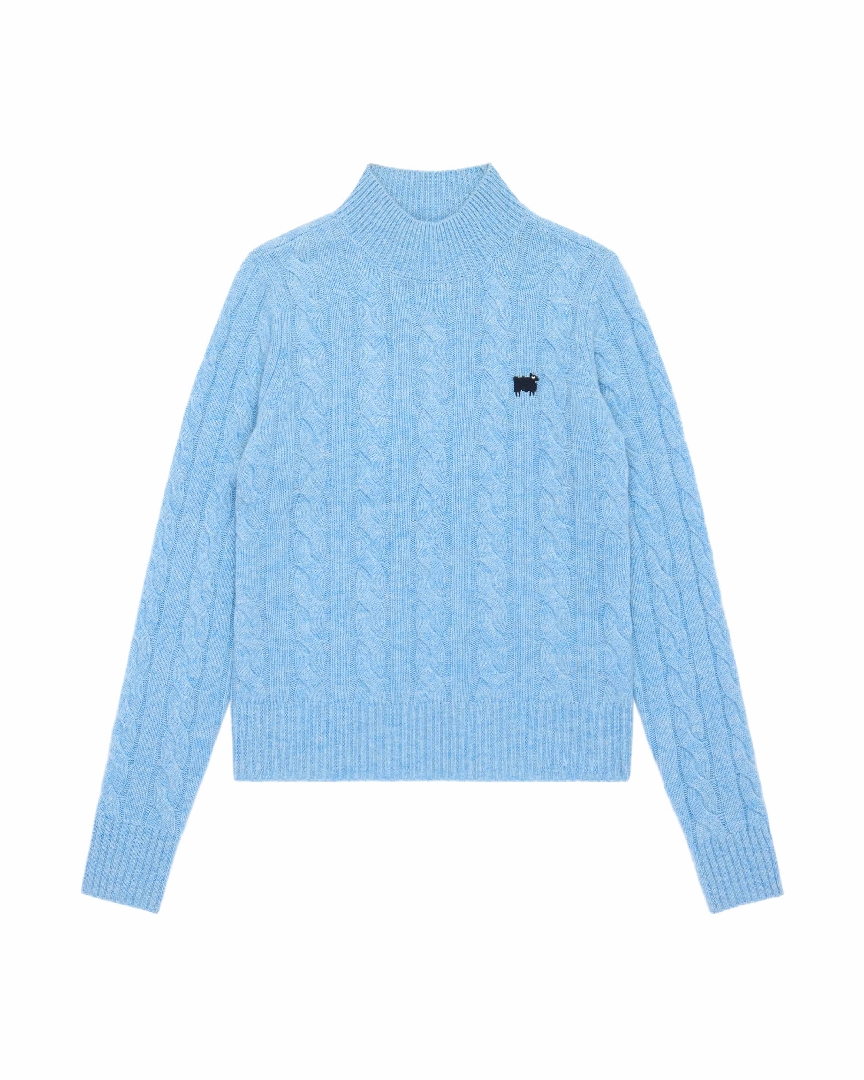 Cashmere Cable Sheep Turtleneck Blue