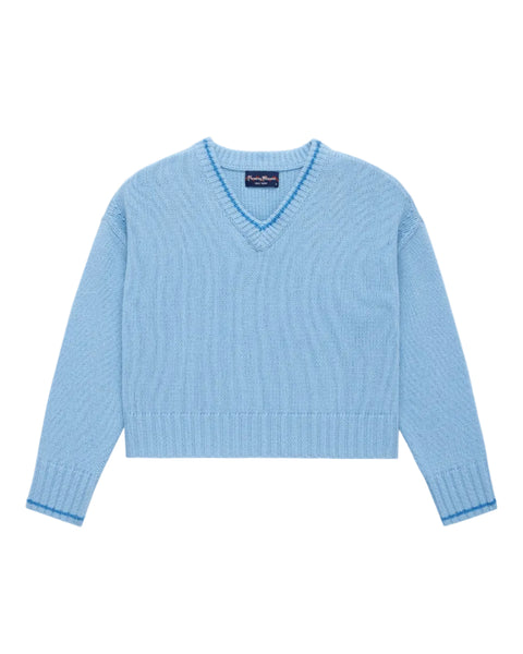 Women's Cashmere Callie V Neck Sweater Sky Blue – Rowing Blazers