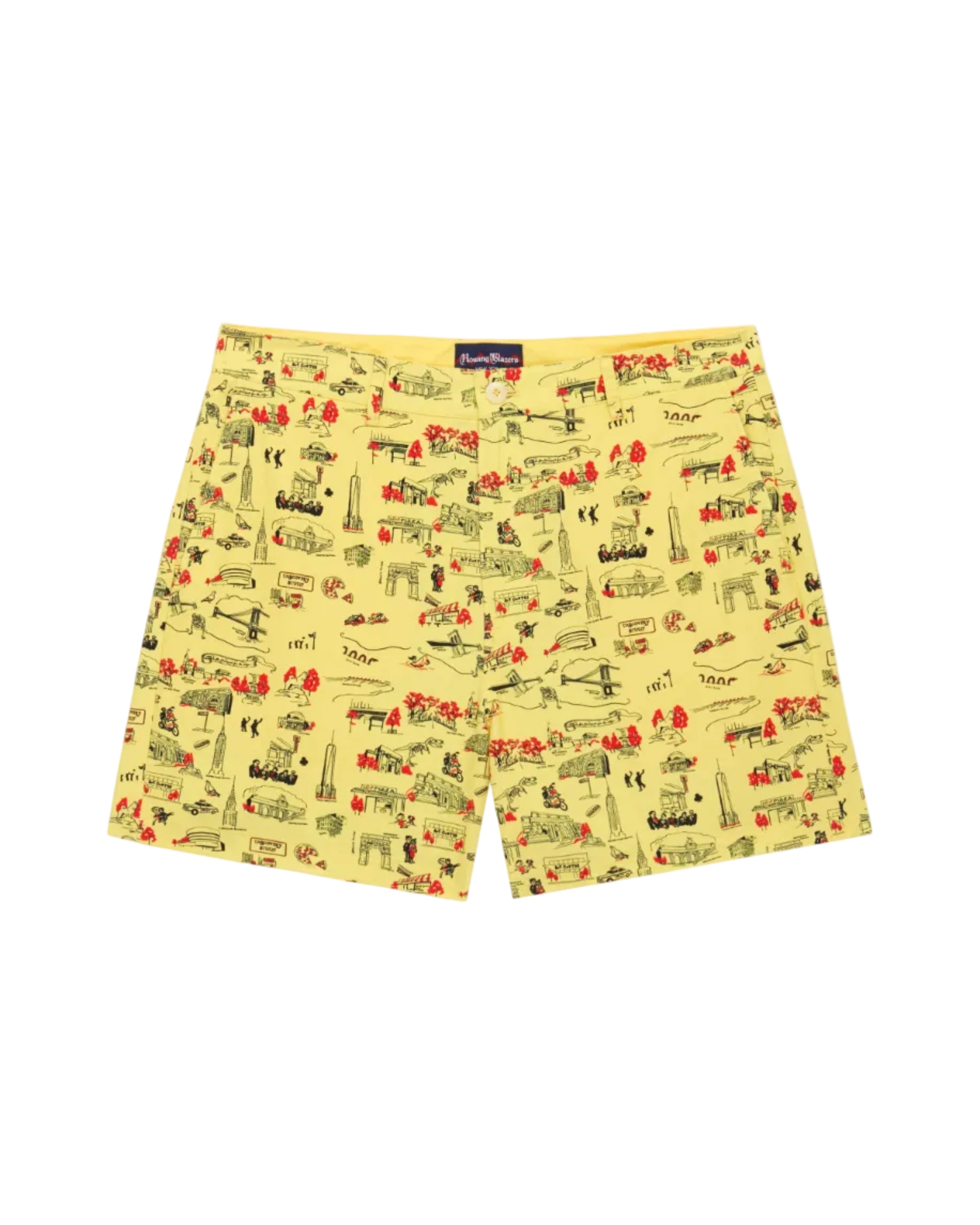 Men's Flat Front Cotton Linen Shorts NYC Map Print