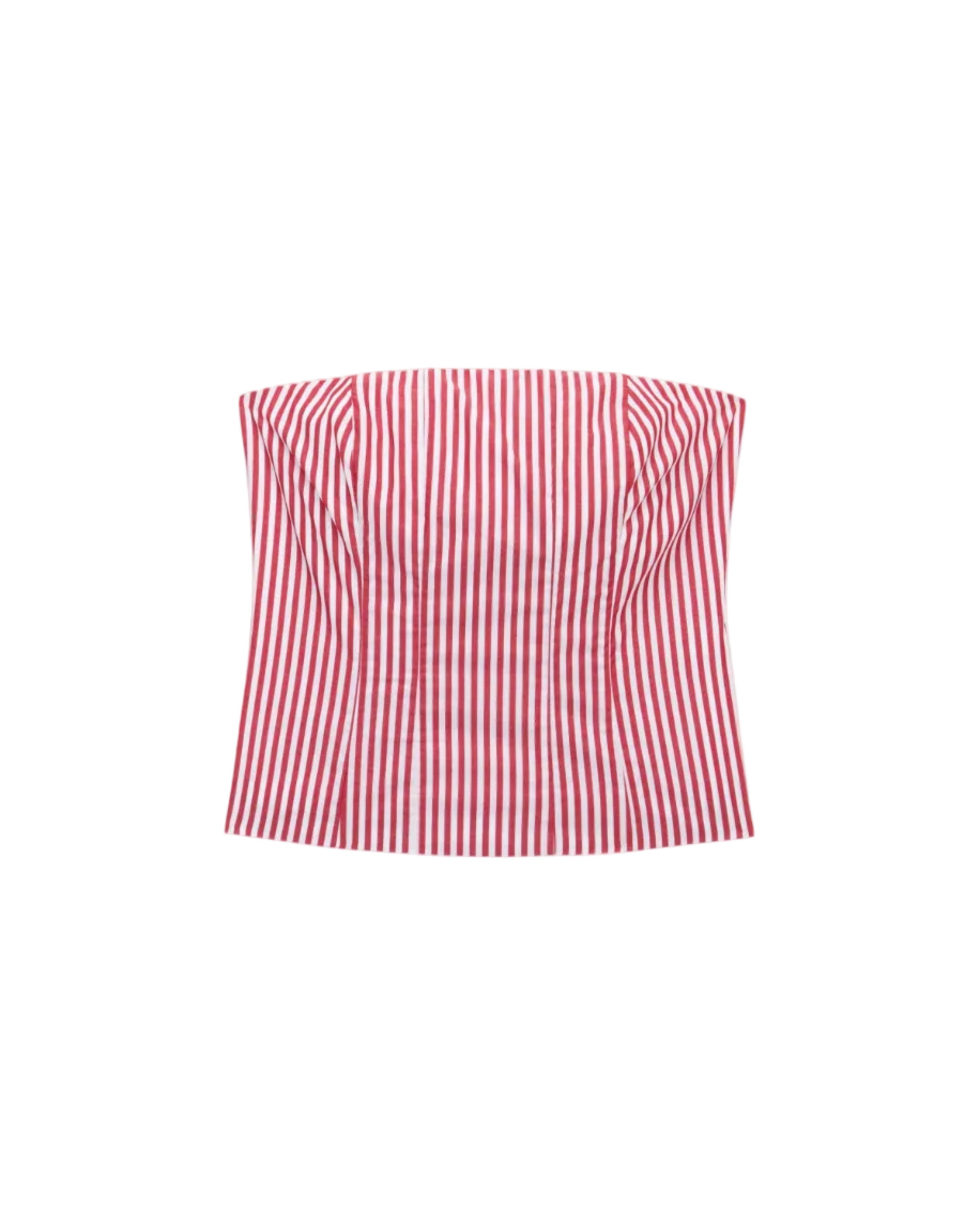 Women's Cotton Poplin Pinstripe Top Red Stripe