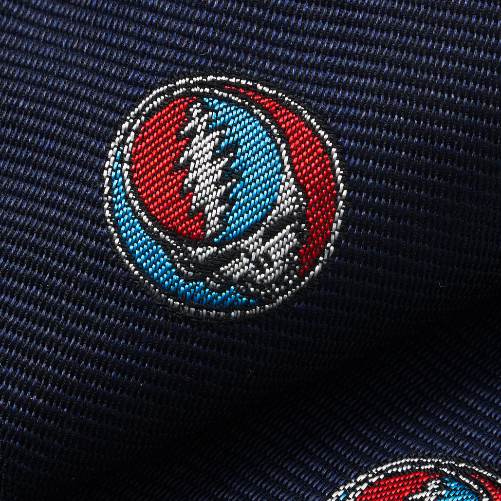 Grateful Dead Dry Fit Polo Stealie in Red White and Blue Stripes