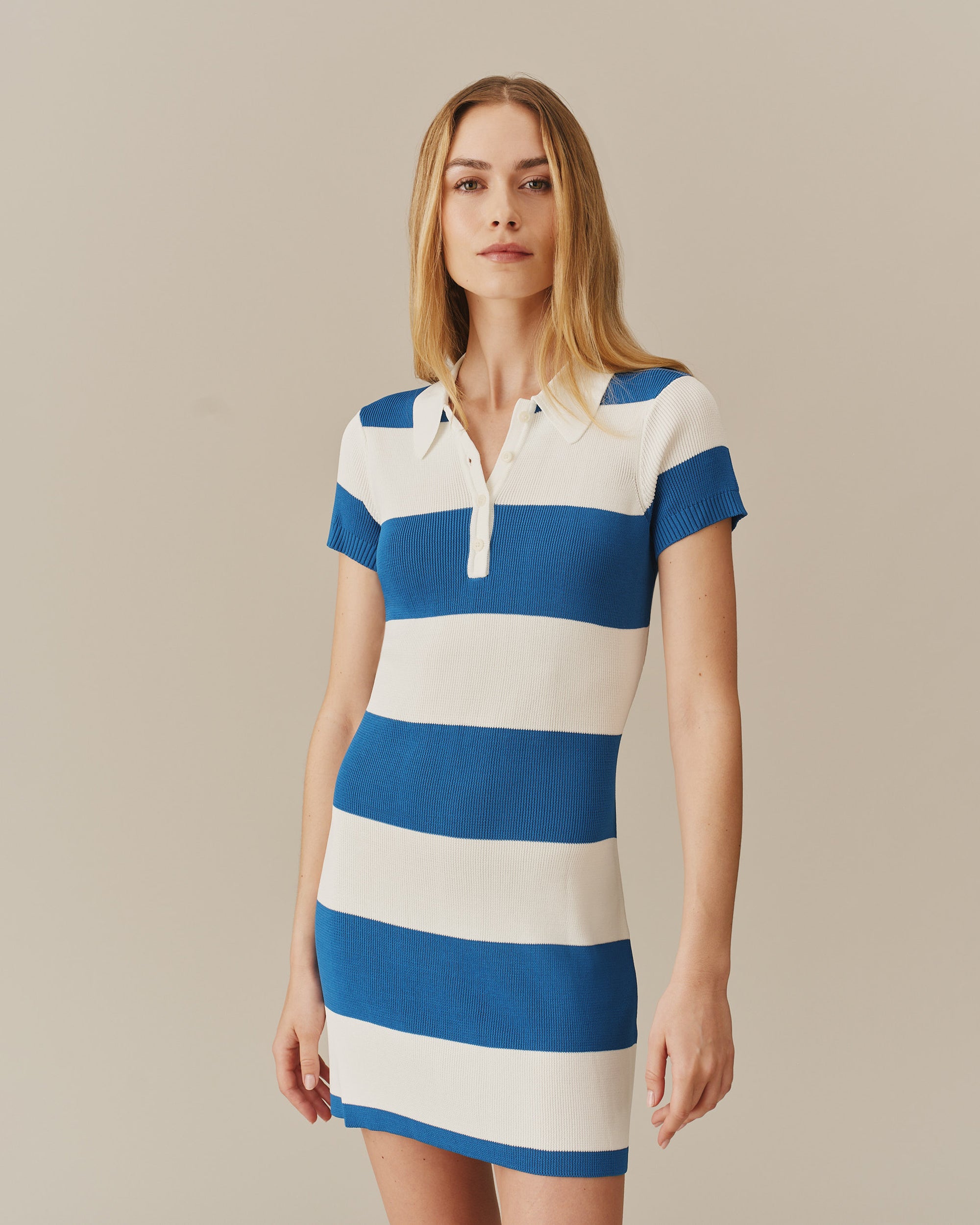 blue striped polo dress Women's Striped Polo Maxi Dress Blue White Stripe