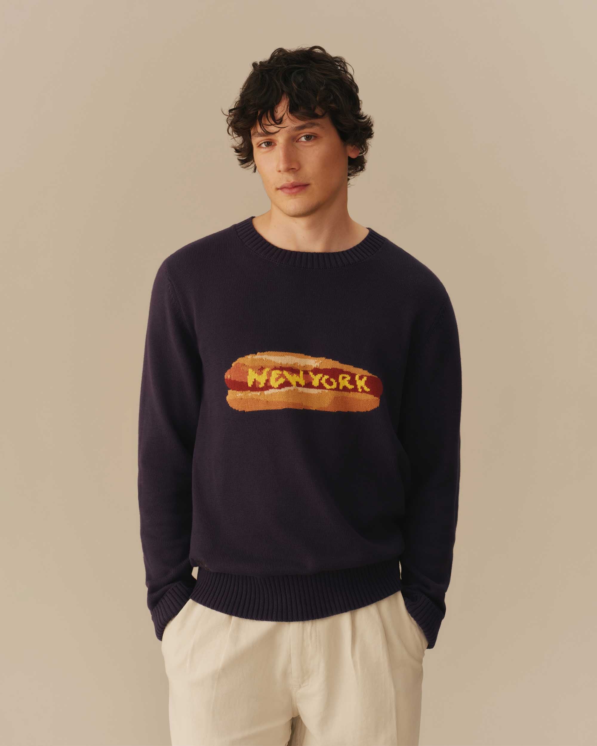 Cotton NY Hot Dog Sweater Navy