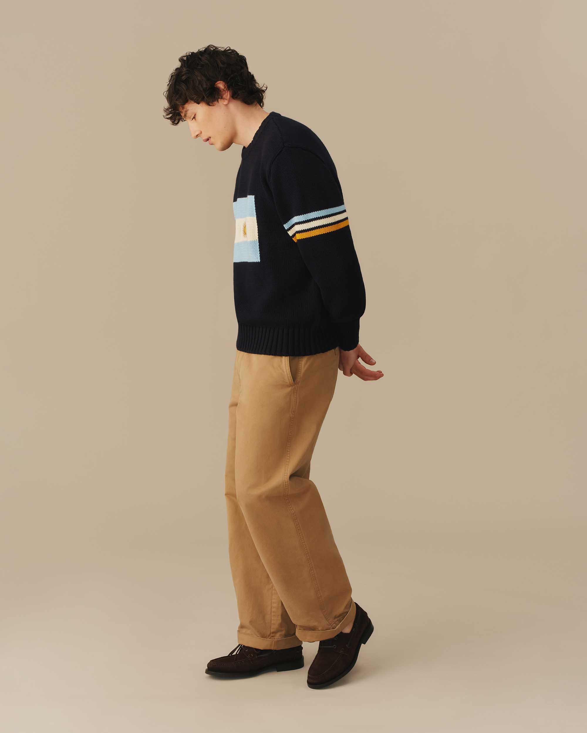 Traditional Rowing Sweaters Argentina Flag Crewneck Sweater Navy – Rowing Blazers