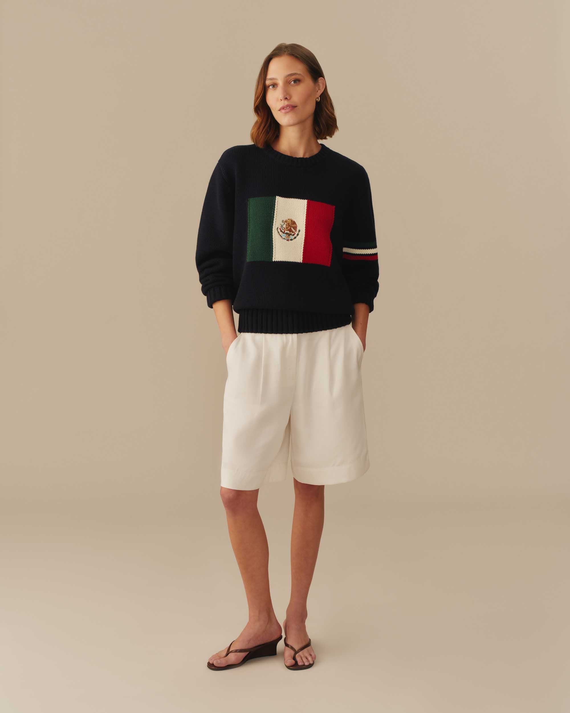 Traditional Rowing Sweaters Mexico Flag Crewneck Sweater Navy – Rowing Blazers