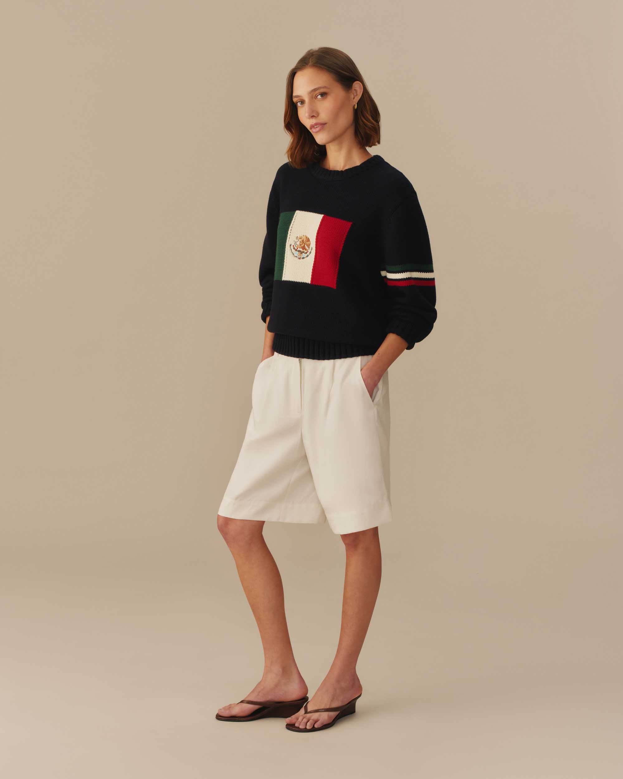 Traditional Rowing Sweaters Mexico Flag Crewneck Sweater Navy – Rowing Blazers