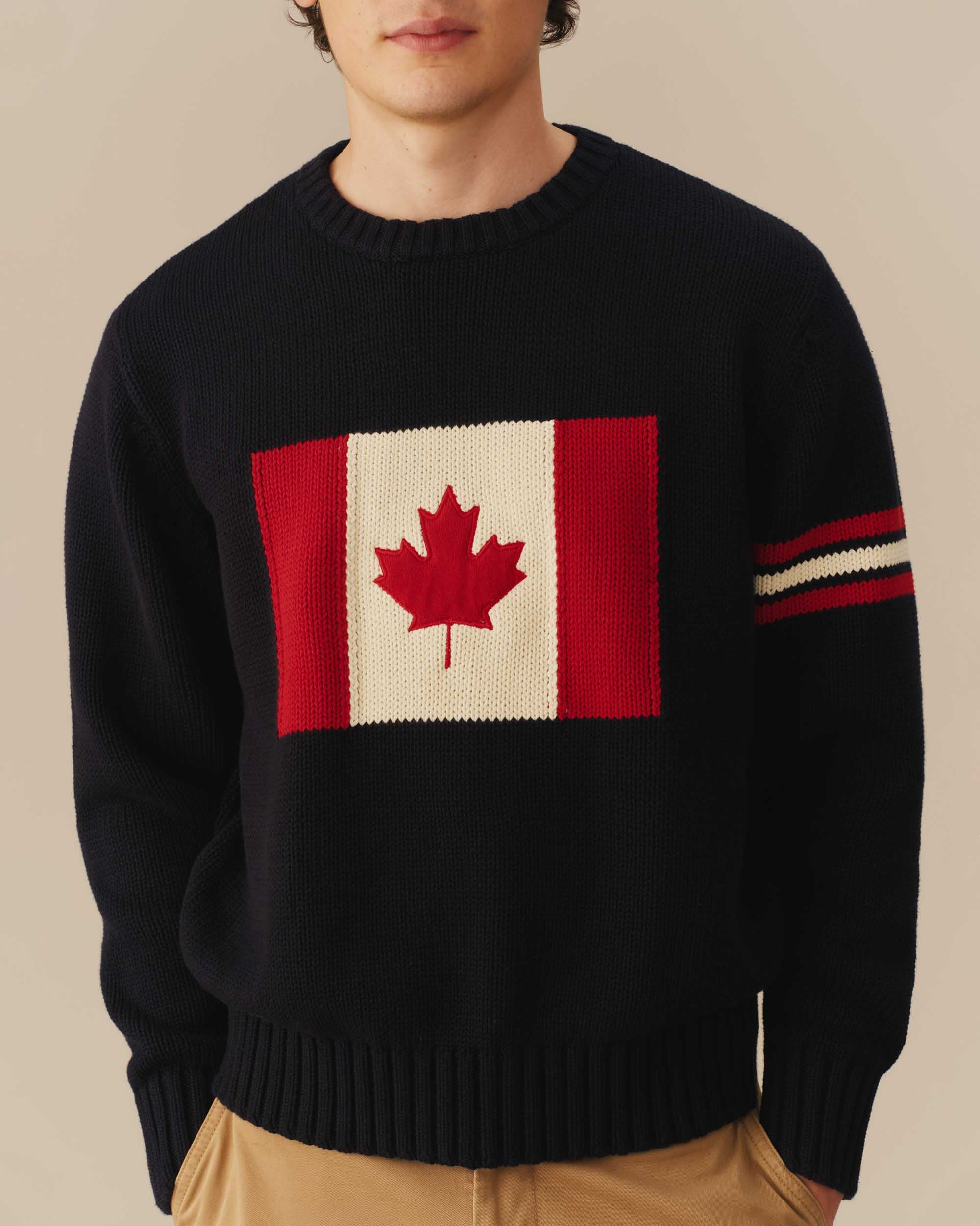 Traditional Rowing Sweaters Canada Flag Crewneck Sweater Navy – Rowing Blazers