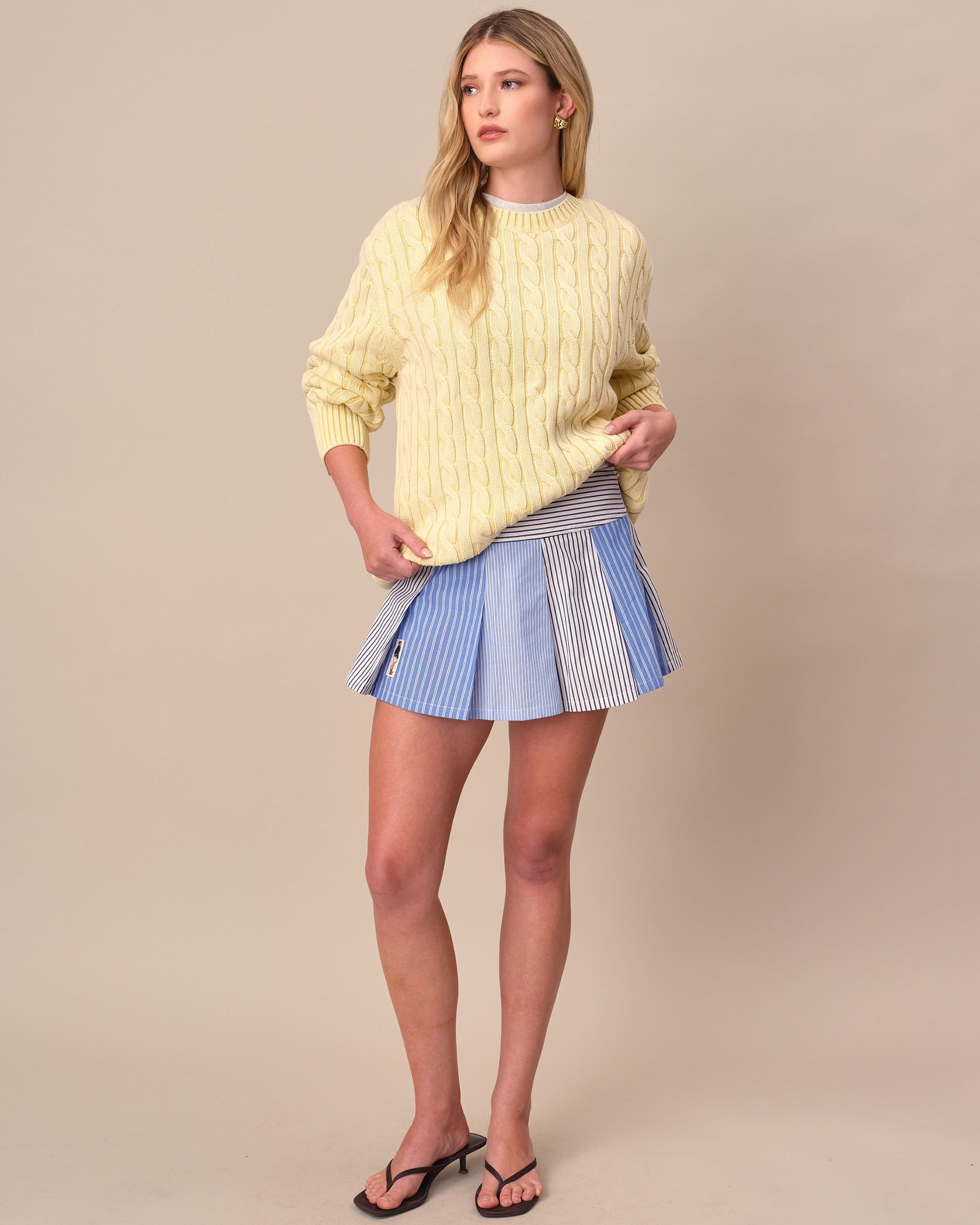 Traditional Rowing Sweaters Acid Washed Cotton Cable Knit Sweater Yellow – Rowing Blazers