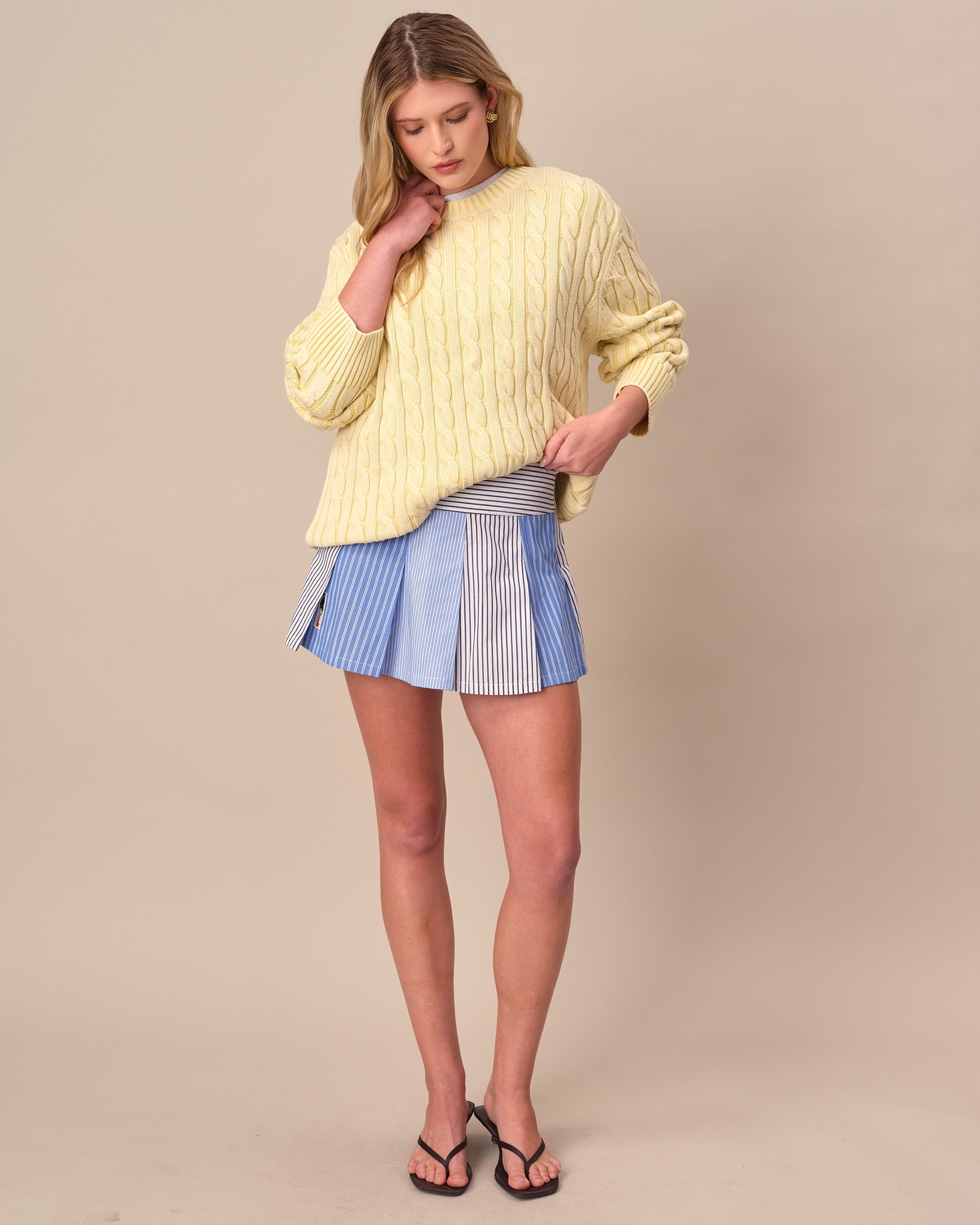 Traditional Rowing Sweaters Acid Washed Cotton Cable Knit Sweater Yellow – Rowing Blazers