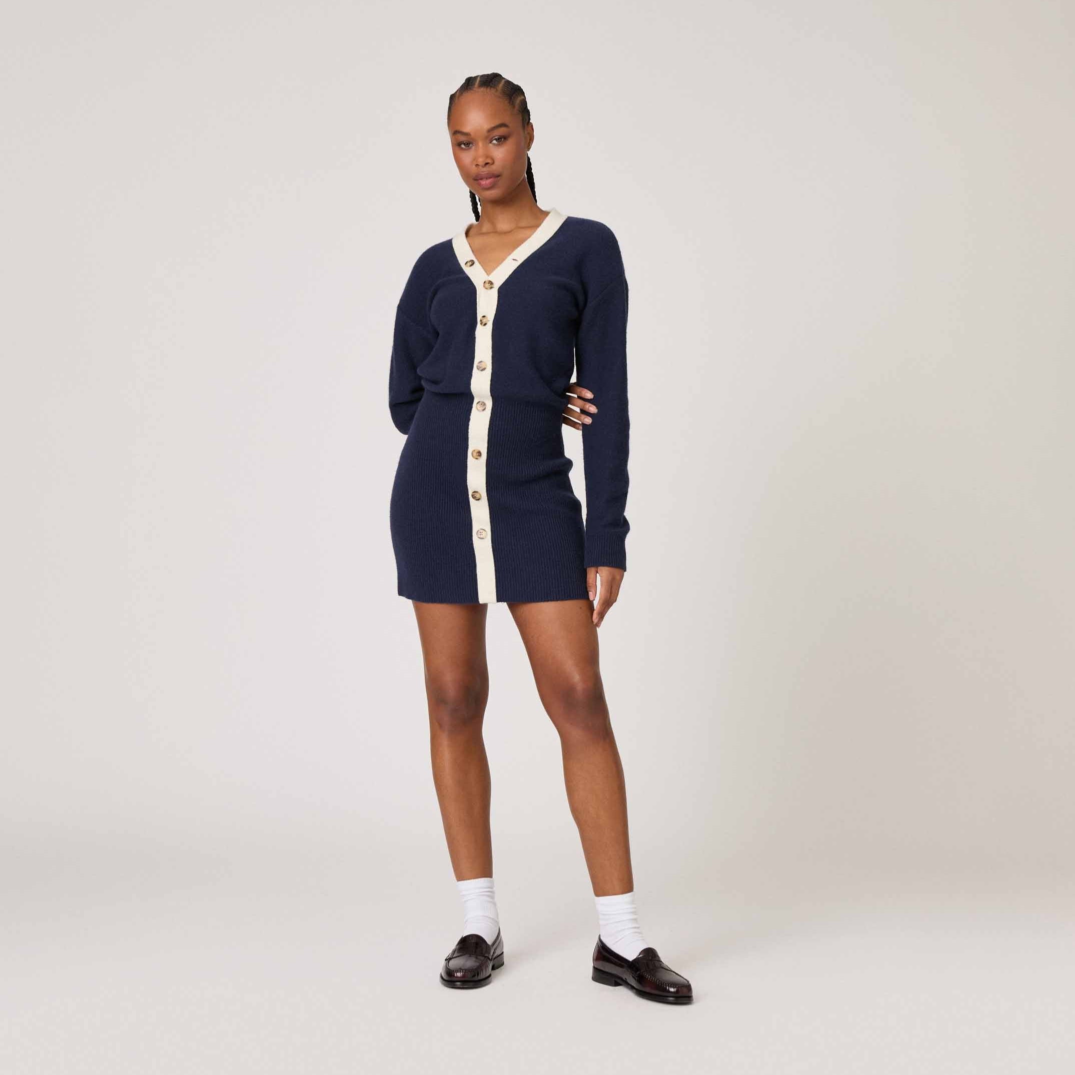 Women's Cardigan Sweater Dress Navy - Navy / M Women's Cardigan Sweater Dress Navy - Navy / M