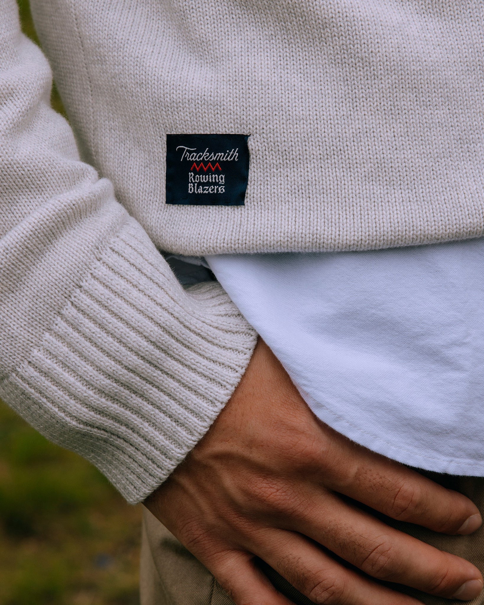 Traditional Rowing Sweaters Tracksmith Cotton Jogger Sweater Heather Natural – Rowing Blazers