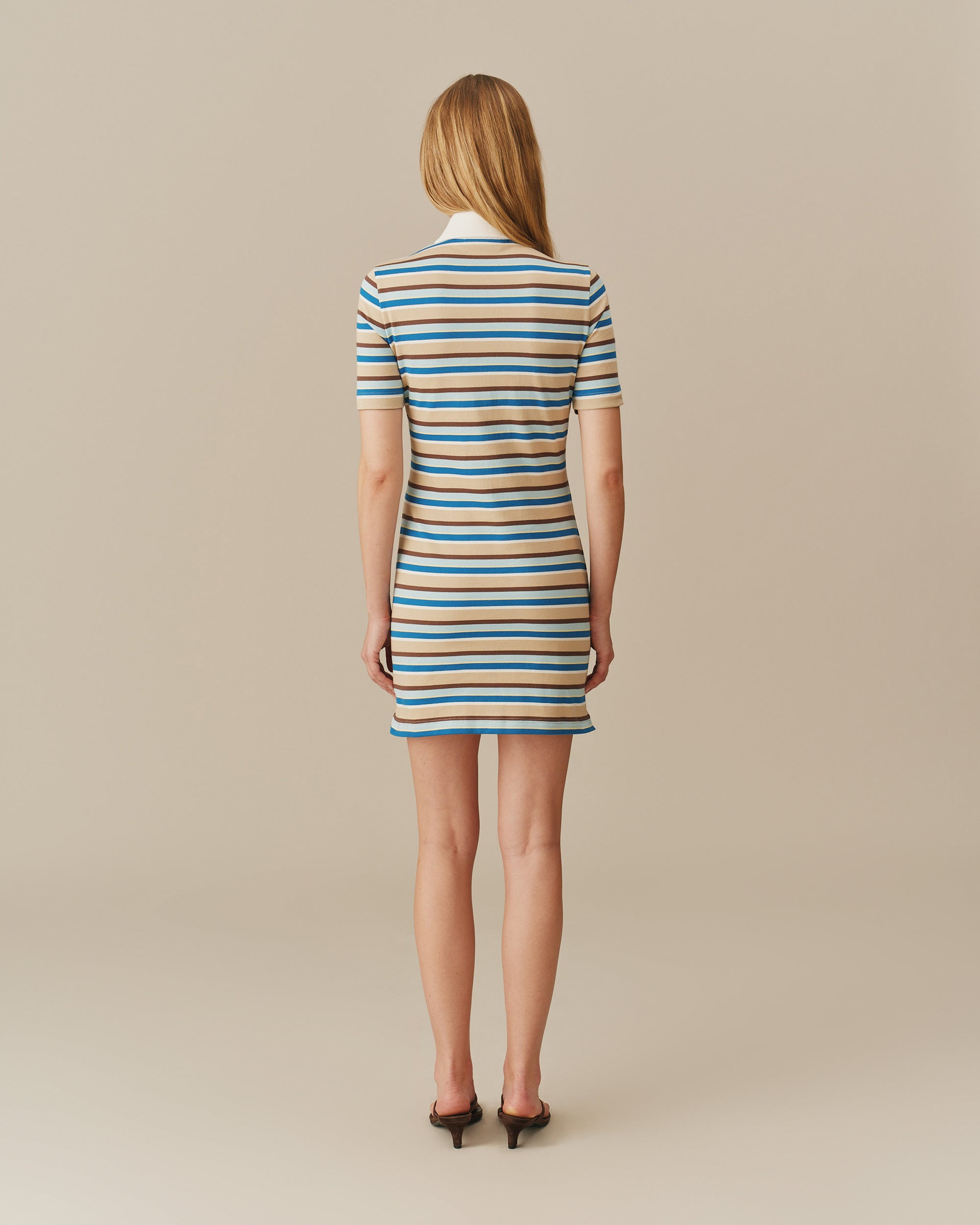 Women's Striped Rugby Dress Blue Brown Stripe Blue Brown Stripe / XL Women's Striped Rugby Dress Blue Brown Stripe Blue Brown Stripe / XL