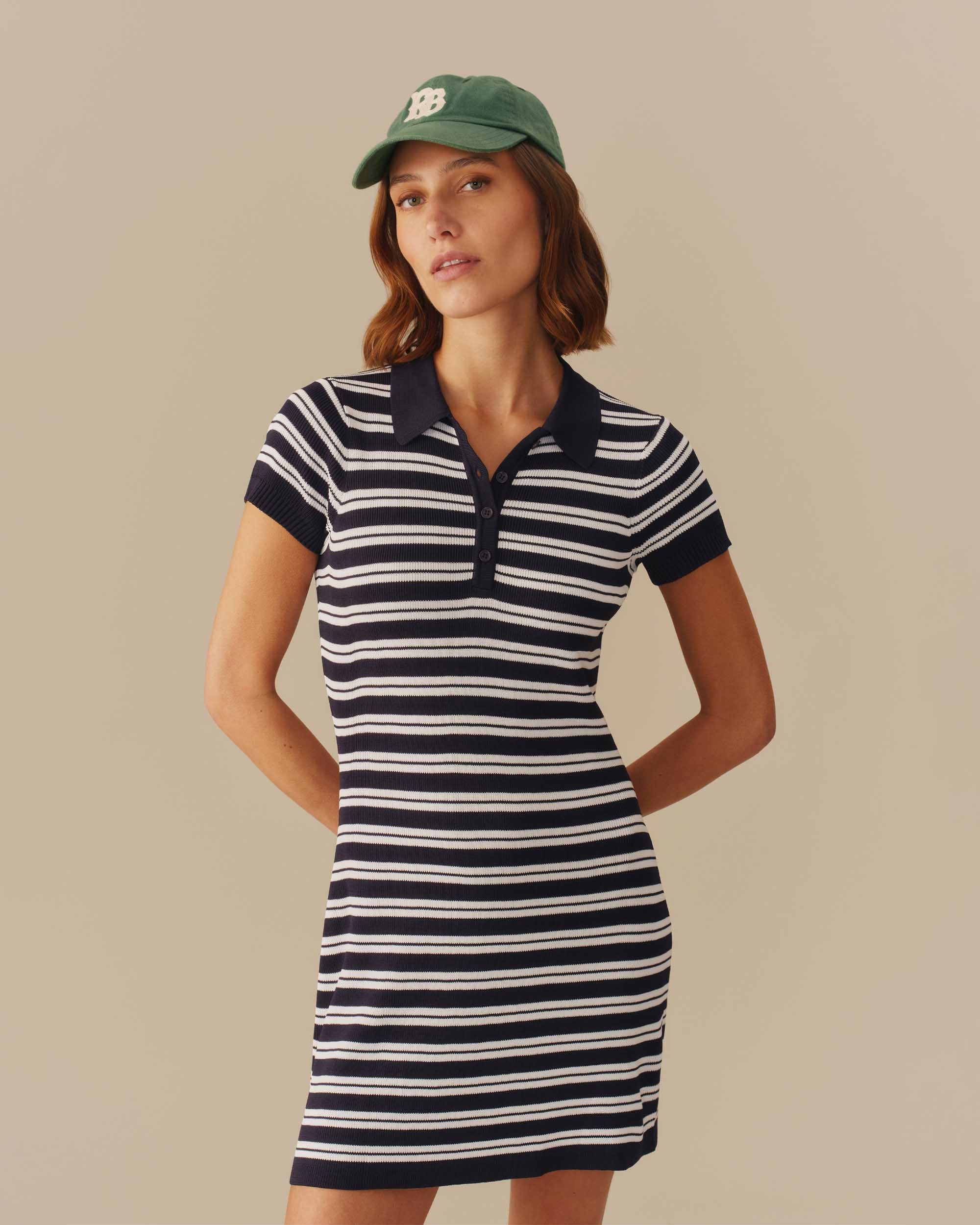 women's polo dress Womens Pink button closure Short sleeves Side slip pockets Hem falls above the knee Shift silhouette SKU18935 Yellow Striped Polo Dress 525 Women's Sabine Striped Polo