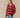 Women's Cotton Striped Keyhole Sweater with Denim Red