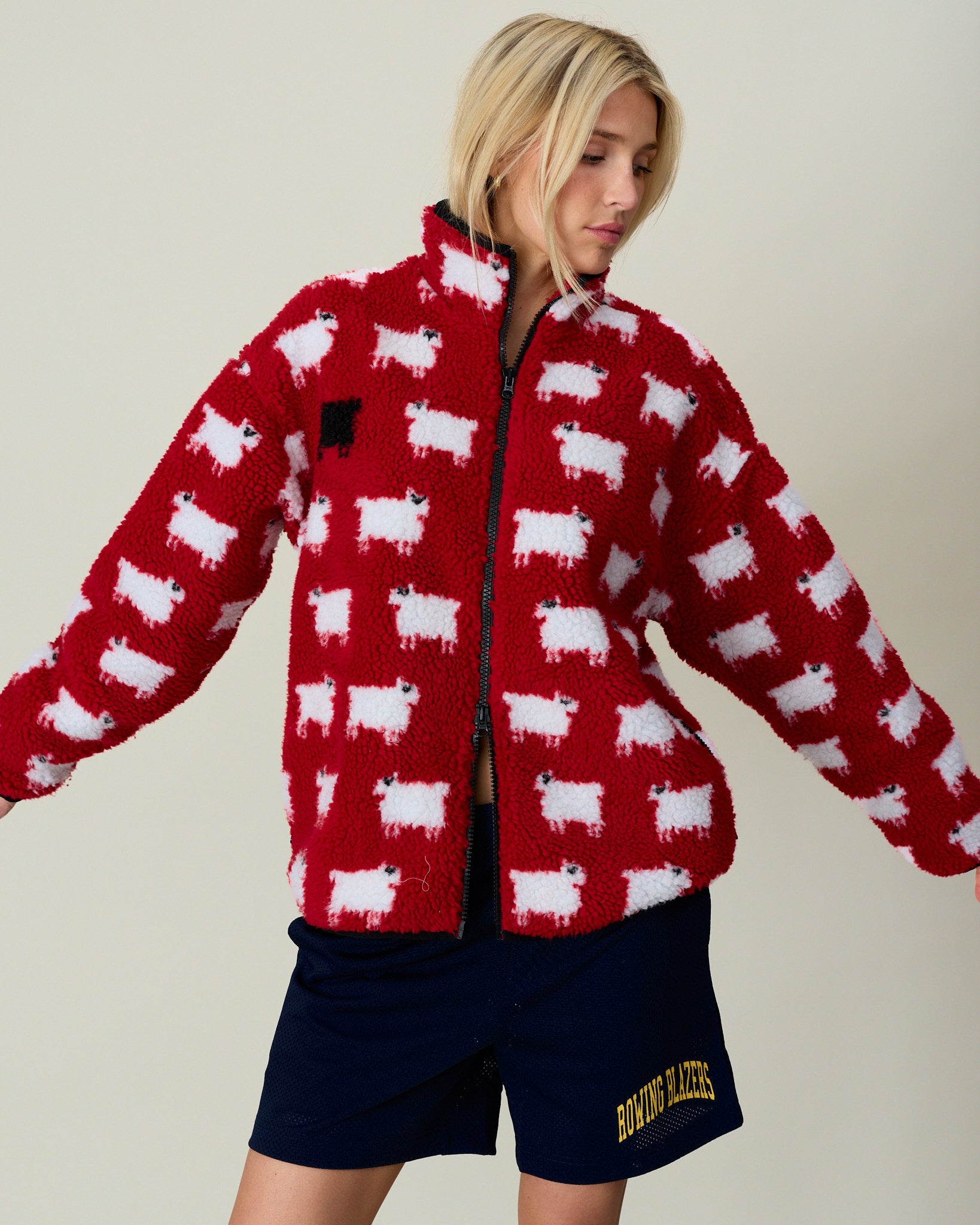 Traditional Rowing Jacket Warm & Wonderful Sheep Sherpa Jacket Diana Red – Rowing Blazers