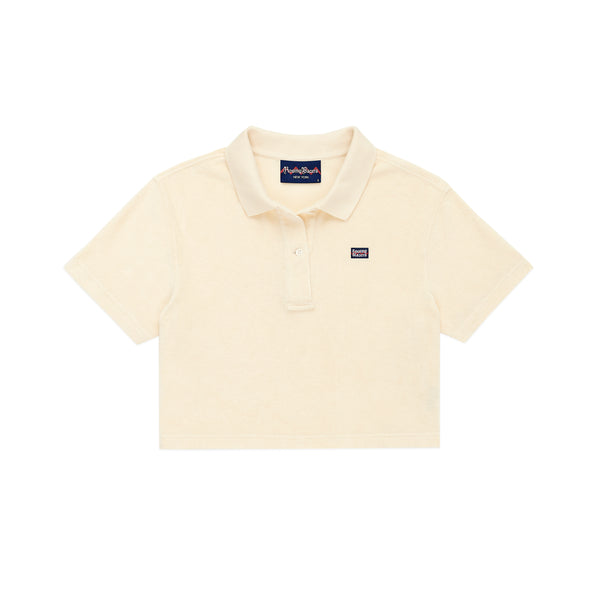 Womens Cropped Terry Cloth Polo