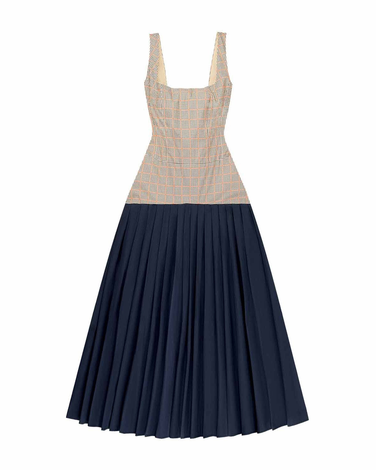 Women's Cotton Poplin Pleated Dress Navy