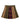 A pleated skirt in a mixed pattern of olive green, brown, and burgundy plaid panels, shown flat against a light off-white background.