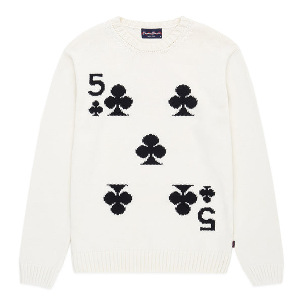 Five of Clubs Playing Card Knitted Sweater