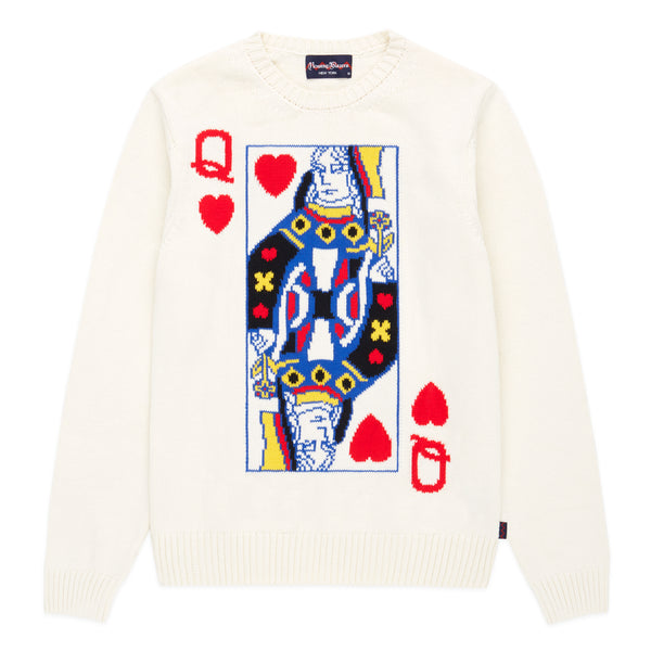 Womens Queen of Hearts Playing Card Sweater
